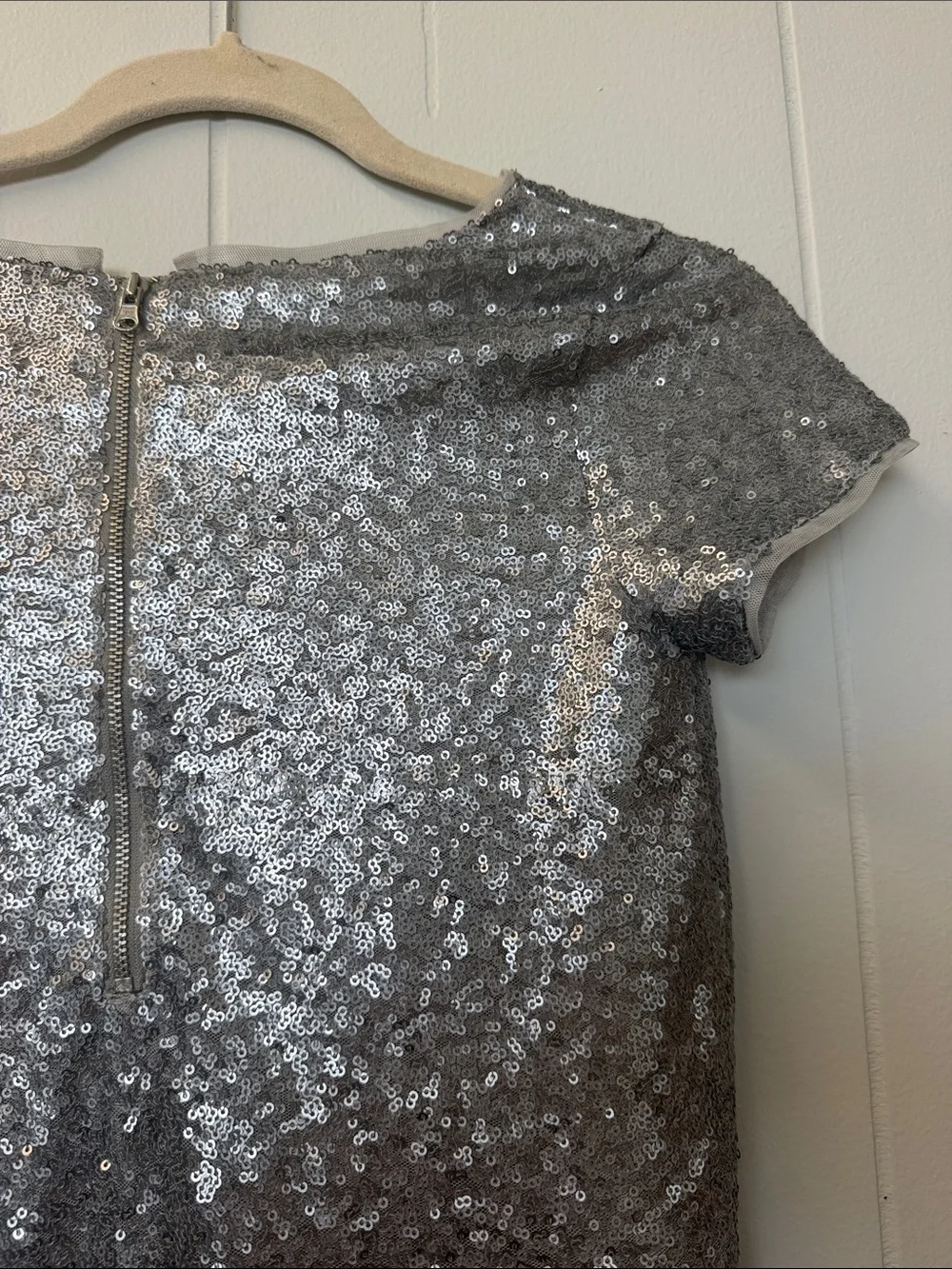 Gap Girls Silver Sequin Short Sleeve Party Dress